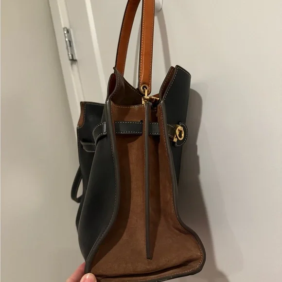 Tory Burch Lee Radziwill Black and Brown Shoulder Bag - Picture 7 of 14